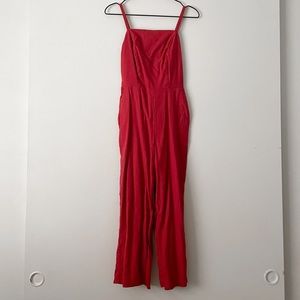 NWOT Red Linen Jumpsuit Old Navy